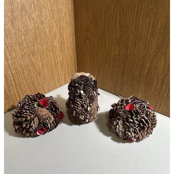 Rustic Woodland Hedgehog Christmas Holiday Decor Cottage Core  Set Of 3 - READ - Picture 6 of 12